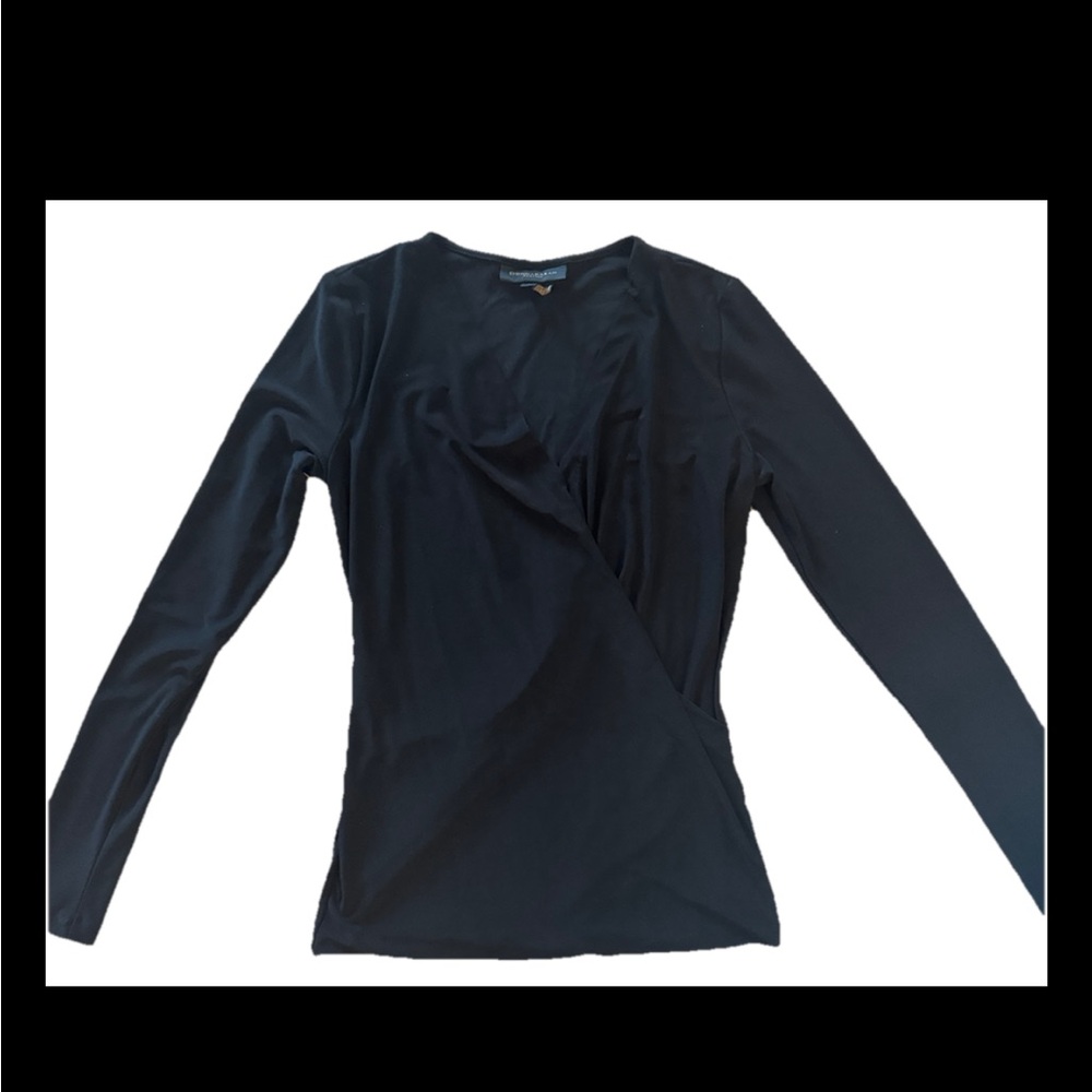 Donna Karan XS Black V Neck Blouse Top Glam Glam Cocktail XS